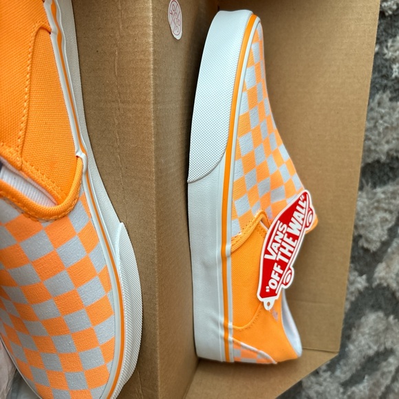 Vans Bright Orange Checkered Slip-Ons - Picture 3 of 4